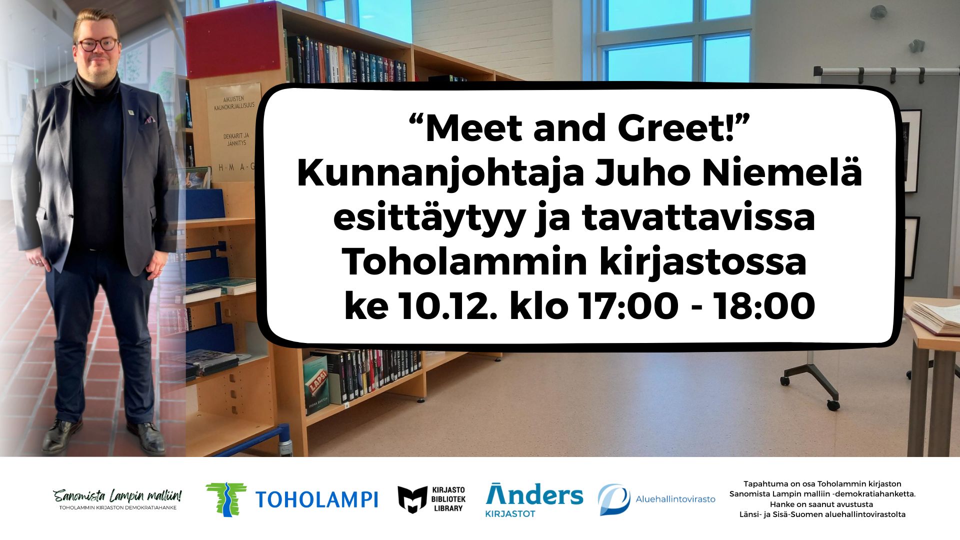 Kunnanjohtaja Juho Niemelä tavattavissa kirjastolla