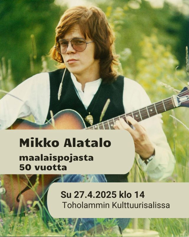 🎶 Sunnuntaina Toholammin kulttuurisalissa: Mikko Alatalo - maalaispojasta 50 vuotta! 🎶

Maalaispojasta 50 vuotta -kiertue on käynnissä vuoden 2025 loppuun saakka ja tulevana sunnuntaina 27.4. on Toholammin vuoro. Mikkoa säestää oma poika, Hauli Brosin ja Coitus Int 50 Revival -bändin kitaristi Kalle Alatalo.

Tervetuloa kuulolle Toholammin kulttuurisaliin (Lampintie 5) sunnuntaina 27.4. klo 14! 

🎟Liput 25 € ennakkoon osoitteesta netticket.fi.
 ePassi, Kaikukortti. 
  Koululaiset ja opiskelijat 5 €. 
  Lipunmyynti alkaa ovelta klo 13 alkaen.

#mikkoalatalo #maalaispoikaoon #konsertti #toholamminkulttuurisali #toholampi