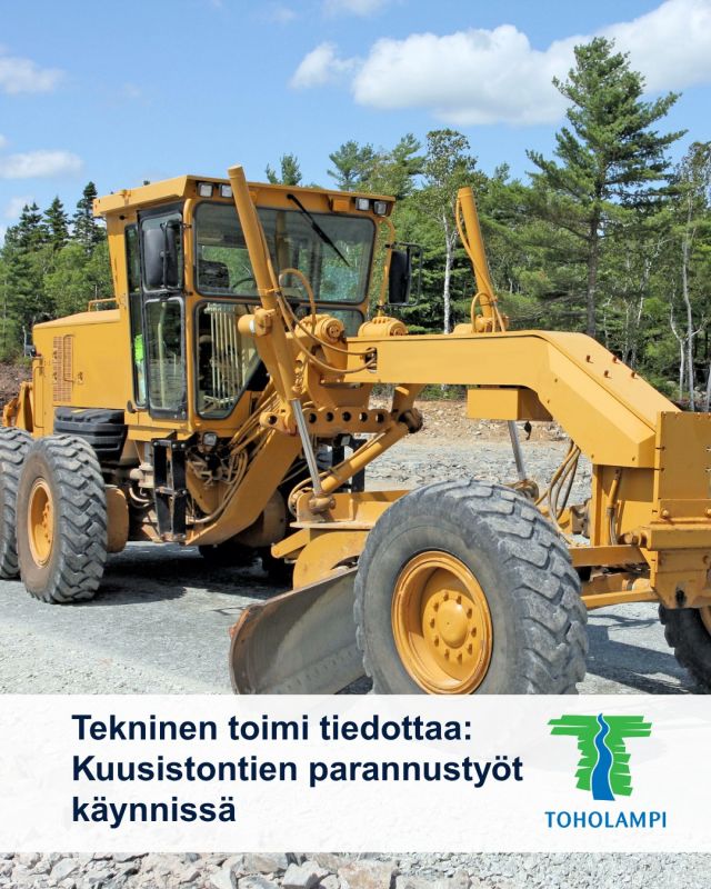 Kuusistontien pinnan oikaisu ja asfaltointi alkaa kesäkuussa. Tiehöylällä tehtävä tasoitustyö alkaa keskiviikkona 18.6. ja tien asfaltointi tulee olemaan valmis juhannuksen jälkeisellä viikolla.

#asfaltointi  #asfalttityöt  #tietyö  #toholamminkunta  #toholampi