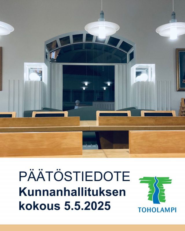 Toholammin kunnanhallituksen 5.5.2025 pidetyn kokouksen pöytäkirja löytyy kunnan verkkosivuilta. Alla on kokousasioita tiivistettynä: 

Opiskelijastipendit 2025 
🔹 Toholammin kunnan 200 euron opiskelijastipendi toholampilaisille korkeakouluopiskelijoille oli haettavissa alkuvuodesta 2025. Hakuajasta tiedotettiin kunnan verkkosivuilla, Tohotuli-kuntatiedotteessa sekä kunnan sosiaalisen median kanavilla. Määräaikaan mennessä saapui 11 hakuehdot täyttävää hakemusta. Kunnanhallitus päätti myöntää opiskelijastipendin kaikille hakuehdot täyttäneille hakijoille. 

Puukauppa kesä 2025 Kumpulan palsta 
🔹 Metsätoimikunta päätti kokouksessaan 3.4.2025 kiinteistön 849-401- 0022-0128 Kumpula puukaupan toteuttamisesta kesällä 2025. Tarjouksia saapui määräaikaan mennessä seitsemän kappaletta. Metsätoimikunta on esittänyt kunnanhallitukselle, että kunnanhallitus hyväksyy Keitele Forest Oy:n tarjouksen. Kunnanhallitus päätti hyväksyä tarjouksen. Sovitun lisäksi tulee suunnitellun hakkuualueen välittömästä läheisyydestä vielä 150 m3 lisää harvennushakkuuta. 

Kunnanjohtajan viran auki julistaminen ja täyttäminen 
👑 Kunnanhallitus päätti, että kunnanvaltuuston kuultavaksi kutsutaan soveltuvuusarvioinnin jälkeen kokonaisarvion perusteella Kari Jokela ja Juho Niemelä. Kunnanhallitus päätti myös esittää valtuustolle, että valtuusto suorittaa kunnanjohtajan virkavaalin ansiovertailun perusteella kelpoisuusehdot täyttävien hakijoiden ja suostumuksensa antaneiden joukosta: Niko Aihio, Risto Alaheikka, Kari Jokela, Juho Niemelä, Riikka-Kaisa Nuolioja, Tuomo Pesonen, Päivi Rautio ja Sirpa Soukka. 

#kunnanhallitus #kuntapäättäjä #päätöksenteko #päätöstiedote #toholamminkunta #toholampi #luonnollinenkotilaakso