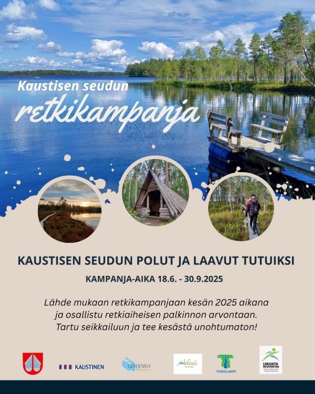 Kaustisen seudun polut ja laavut tutuiksi!

Tämän kesän retkikampanja tarjoaa mahdollisuuden tutustua Kaustisen seudun upeisiin polkuihin ja kivoihin laavuihin. Mukana on yhteensä retkikohdetta, joista voit valita mieleisesi tai tutustua niihin kaikkiin.

Retkikampanjaan on valittu retkikohteita Kaustisen seudun kunnista: Halsua, Kaustinen, Lestijärvi, Toholampi ja Veteli. Toholammilta kampanjassa on mukana Jämsänkallion luontokohde sekä Kopsannevan pitkospuut ja lintutorni.

Käymällä vähintään viidessä kohteessa olet mukana retkiaiheisen palkinnon arvonnassa. Palauta kampanjalappu 10.10. mennessä oman kuntasi liikuntatoimeen. Kampanjalappuja on jaossa Toholammin kirjastossa ja voit myös tulostaa lapun itsellesi kunnan verkkosivuilta.

Osaan kohteista järjestetään ohjattuja retkiä, joten seuraa @liikuntaneuvontaamaaseudulle -hankkeen ja kuntien ilmoittelua.

Pakkaa eväät reppuun ja lähde nauttimaan upeasta luonnosta yksin, perheen tai ystävien kanssa!

@toholamminvapaaaikatoimi 

 #visitkaustisenseutu #retkikampanja #kaustisenseutu #luontokohde #jämsänkallio #kopsanneva #toholampi #luonnollinenkotilaakso